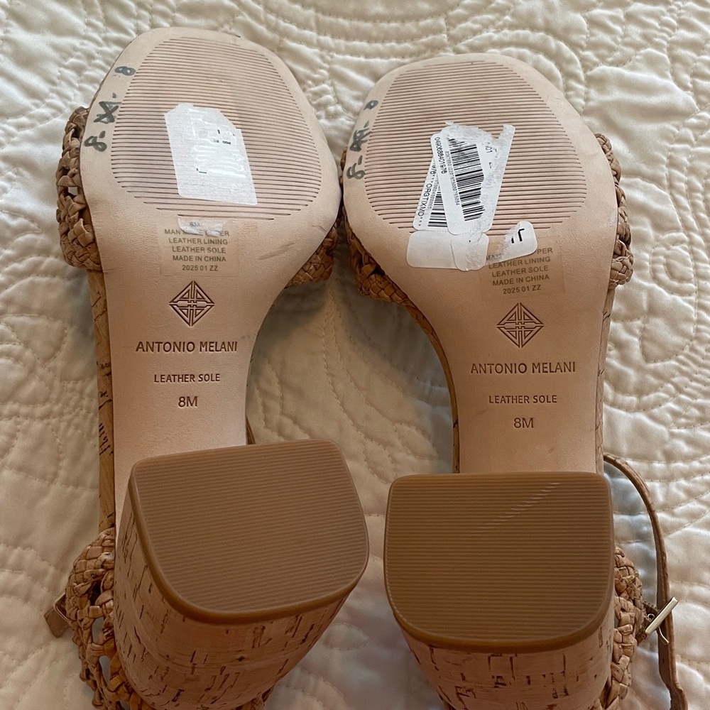 New Antonio Melani Gretel Cork Woven Sandals Heels size 8 - Picture 8 of 10